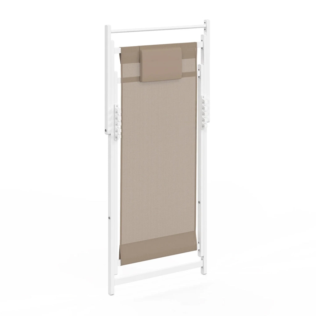 IDMarket - Set di 2 sedie in metallo bianco LOTA in tessuto textilene beige