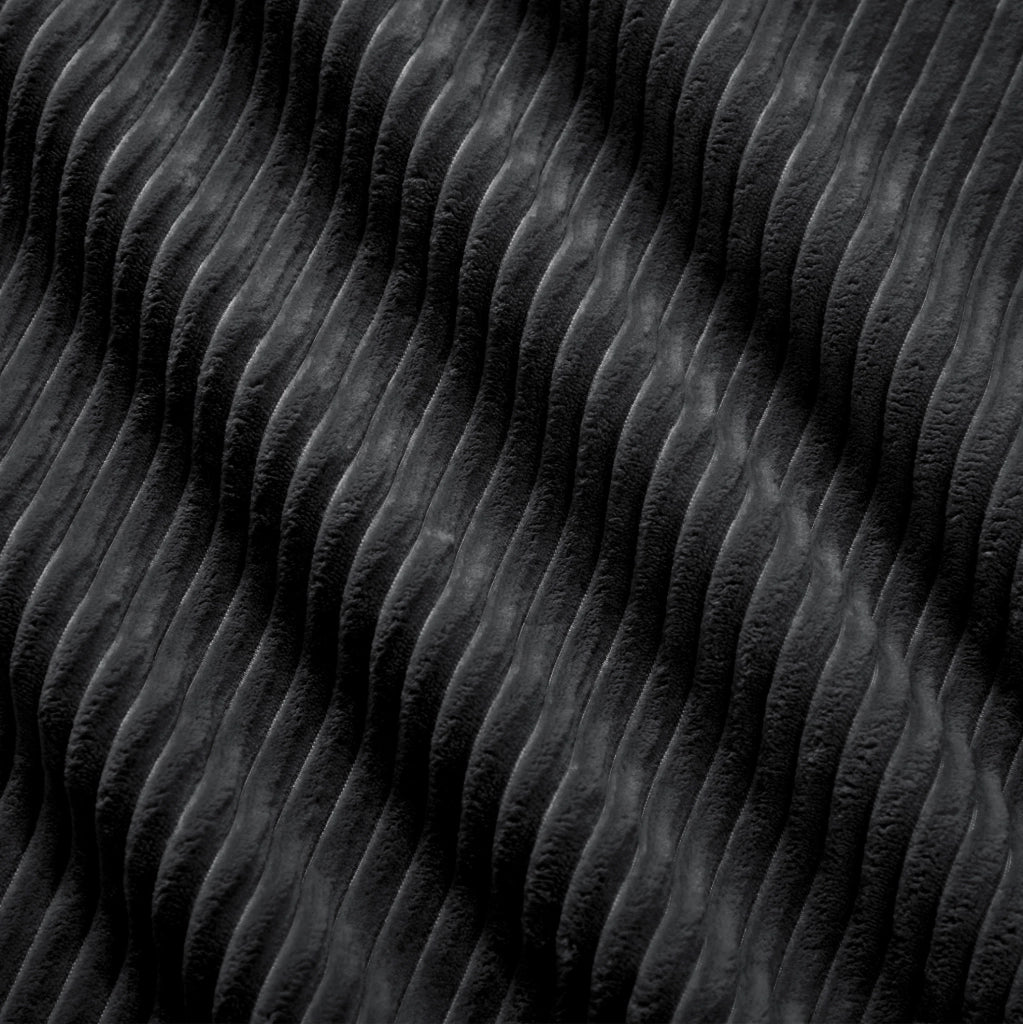 Divano angolare modulare senza montaggio in velluto a coste nero; design ergonomico e struttura senza telaio