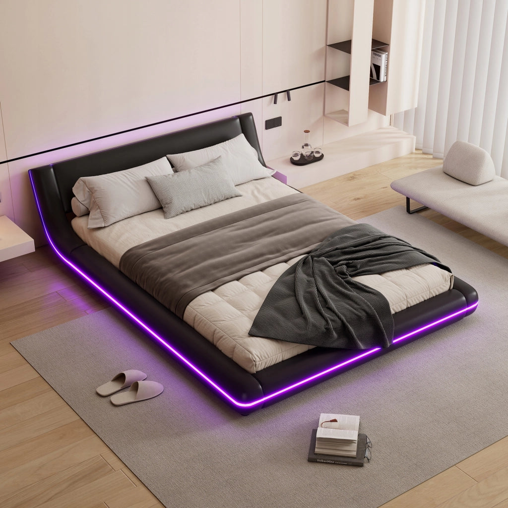 Letto basso 140x200 LED nero - Xylo