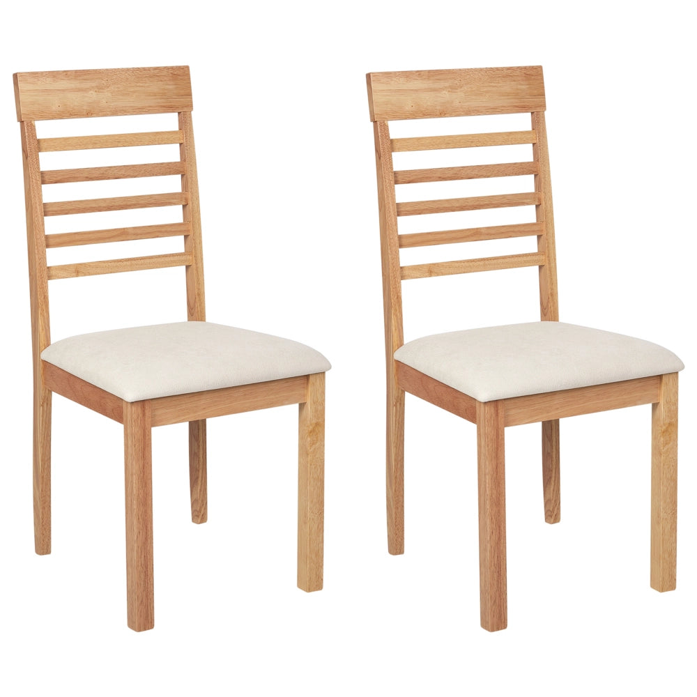 Set di 2 sedie da pranzo imbottite in legno chiaro e beige chiaro stile tradizionale