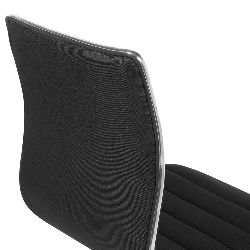 Set di 2 Sedie da Bar Sedile in Tessuto Nero Struttura Argento Bancone Girevole Regolabile in Altezza
