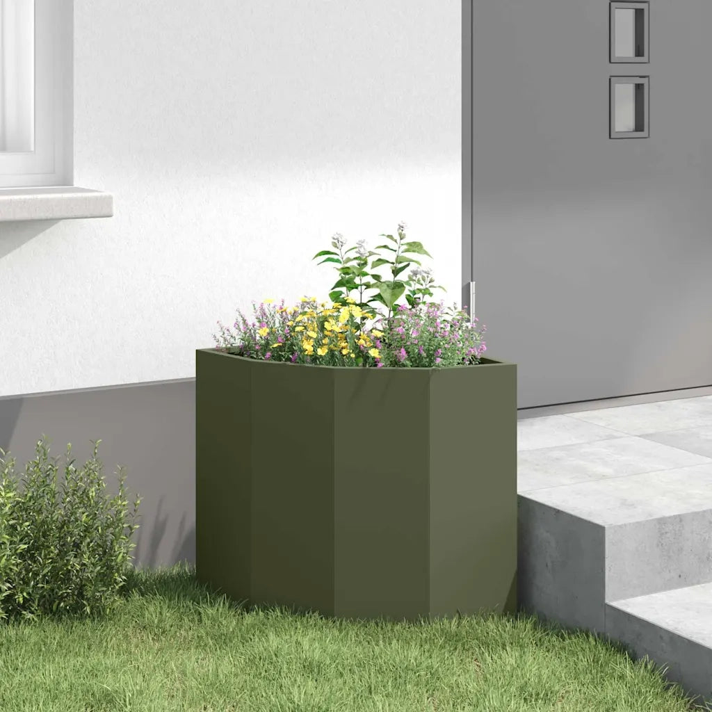Vaso d'angolo Oliver verde 45 x 45 x 50 cm Acciaio