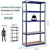Scaffali per Carichi, Scaffalature a 5 Ripiani, in Metallo e MDF Scaffale, per Garage, Magazzino, Ripostiglio, Portante 875 kg, 90 x 40 x 180 cm (Blu)