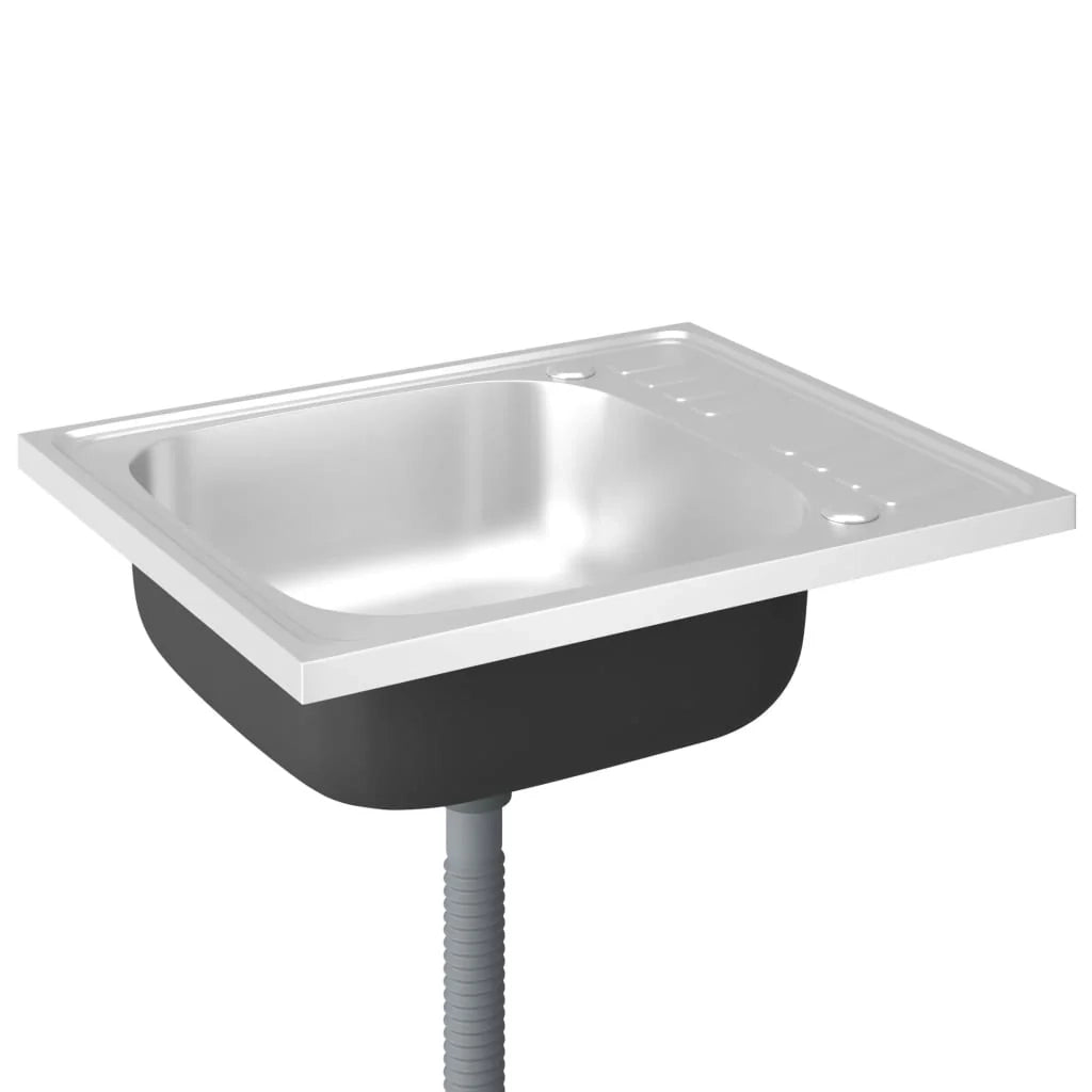 Set lavello e scolapiatti da cucina lavello da incasso lavabo da cucina da interno argento 50 x 60 x 15,5 cm acciaio inox 02_0004353