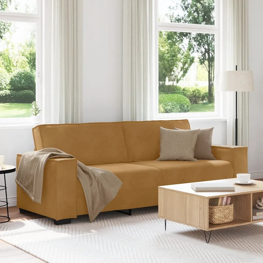 Divano a 3 Posti-Sofa 3 Posti Marrone 180 cm in Velluto 709898