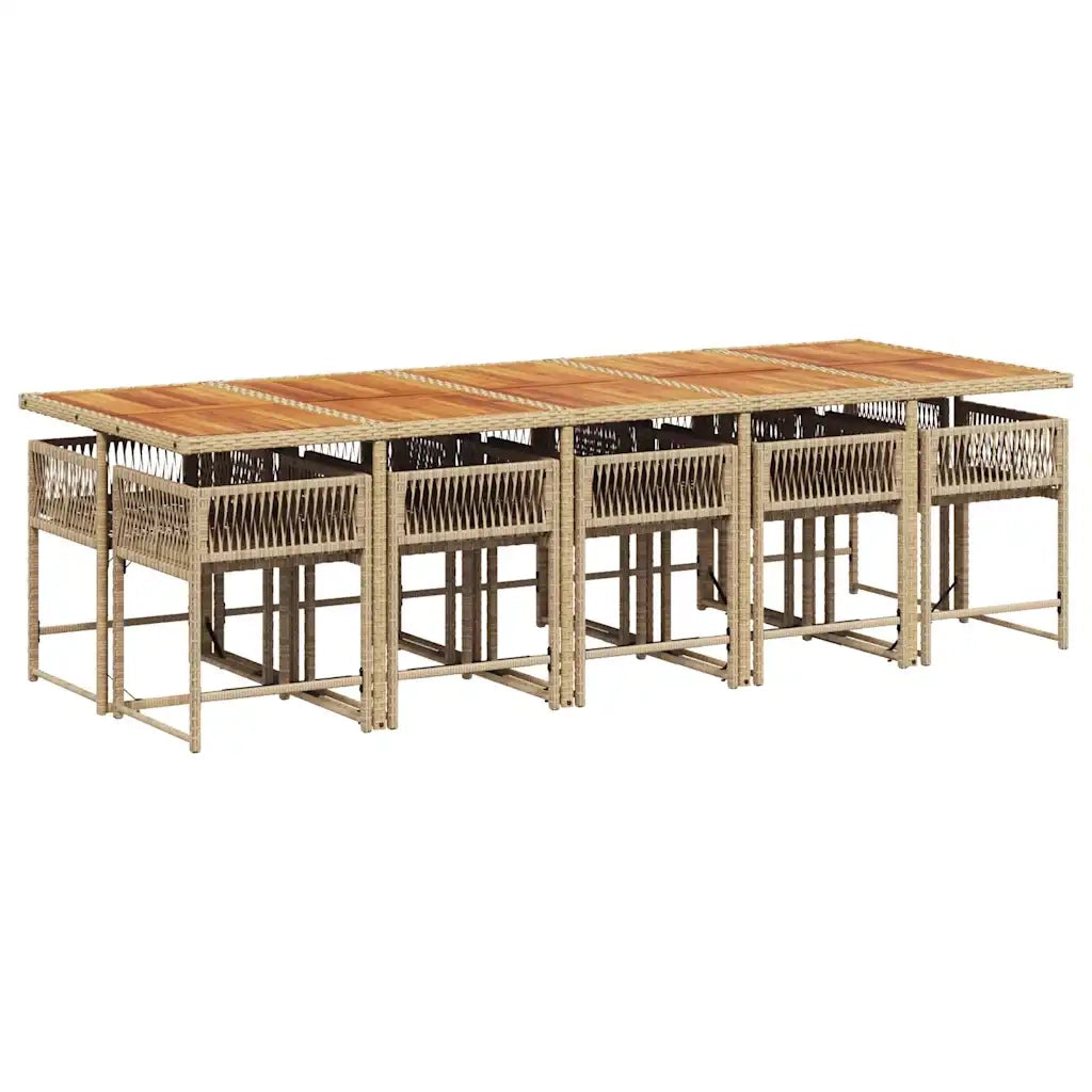 Set da Pranzo da Giardino 11 pz con Cuscini Beige in Polyrattan 3211480