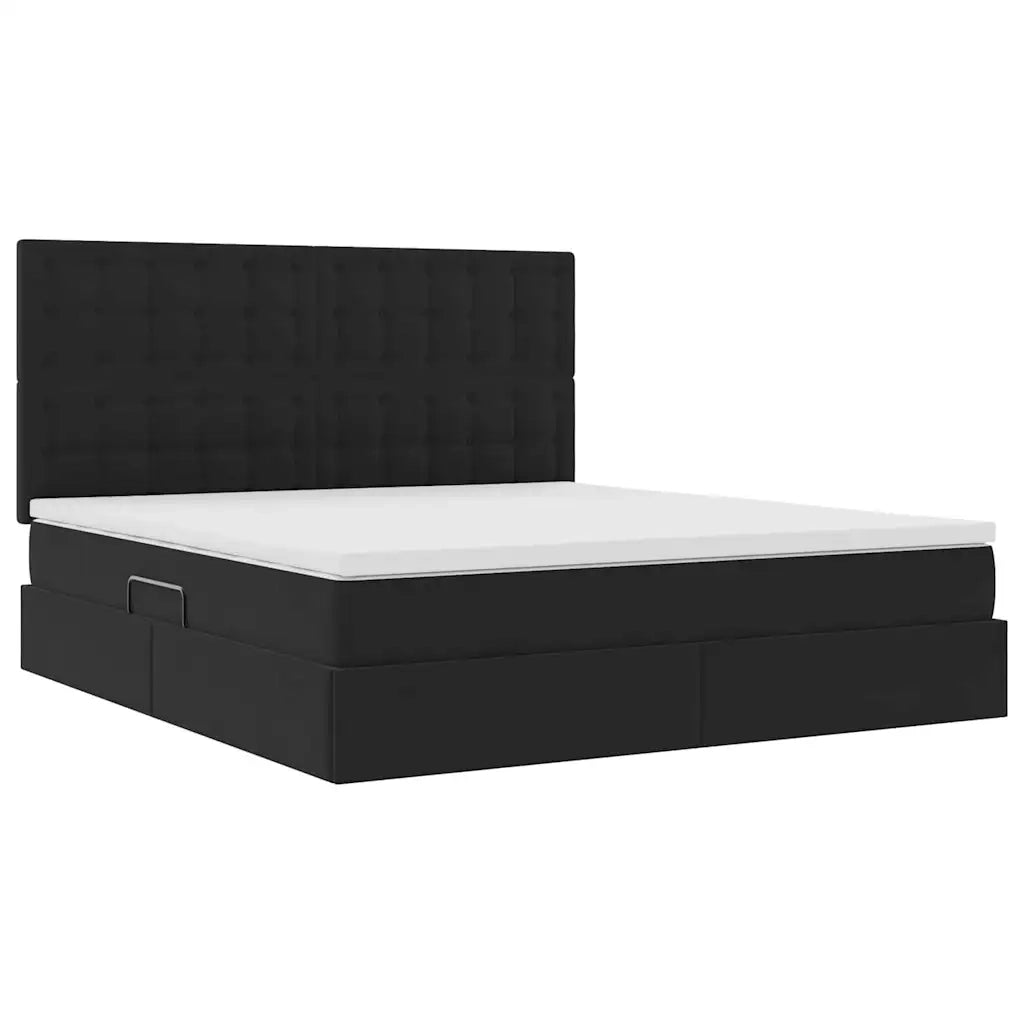 Letto con contenitore e materasso Nero 180 x 200 cm Velluto