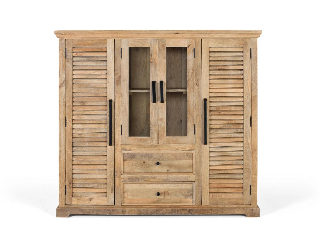 Credenza in legno massello di mango con due ante centrali