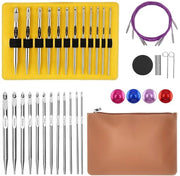 Set di ago da cucire 26 pezzi - Ergonomico - Alluminio verniciato - Dimensioni 3-10 mm - Incluso astuccio di trasporto - Con cavo - Ago da cucire