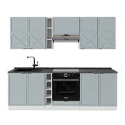 Cucina componibile Fame-Line Blu-grigio chiaro/Bianco 235 cm, PL Antracite Vicco
