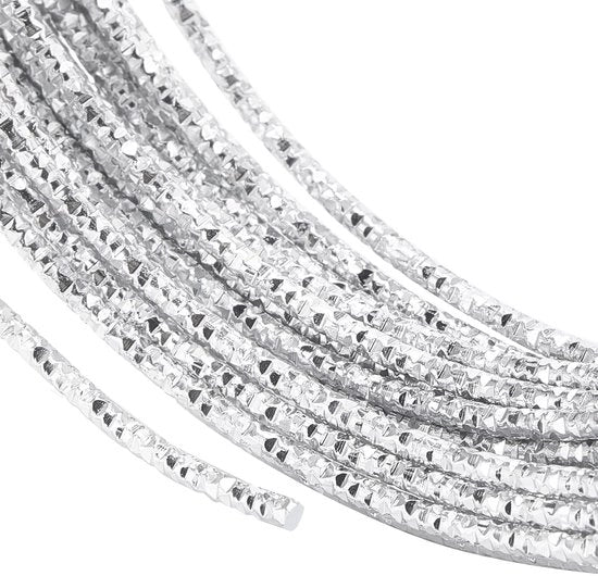Filamento in Alluminio 2 mm - Tessuto Argento - Lunghezza 10 m - Taglio Diamantato - Utilizzato per Creare Gioielli - Tessitura per Lavori Artigianali