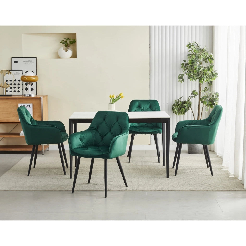 Set di 2 sedie Jork in velluto verde scuro con gambe nere