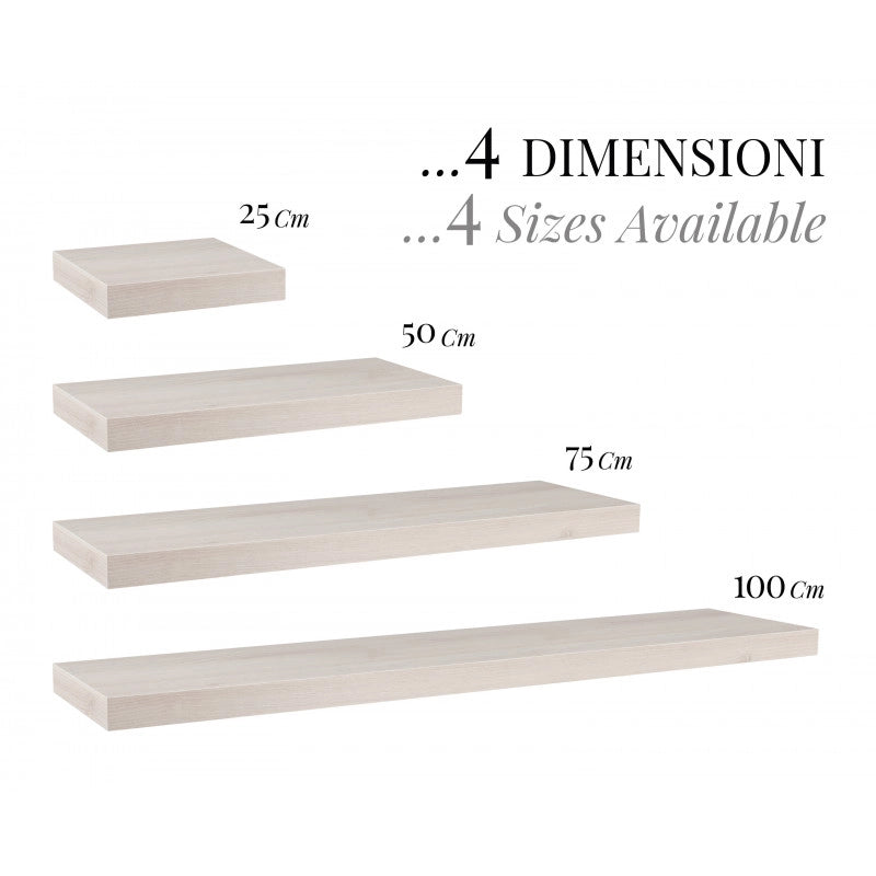 Mensola da Muro, Mensola Tamburata, Scaffale Legno, Mensola da Parete, Walnut White, 25x25x3,8 cm - Minerva