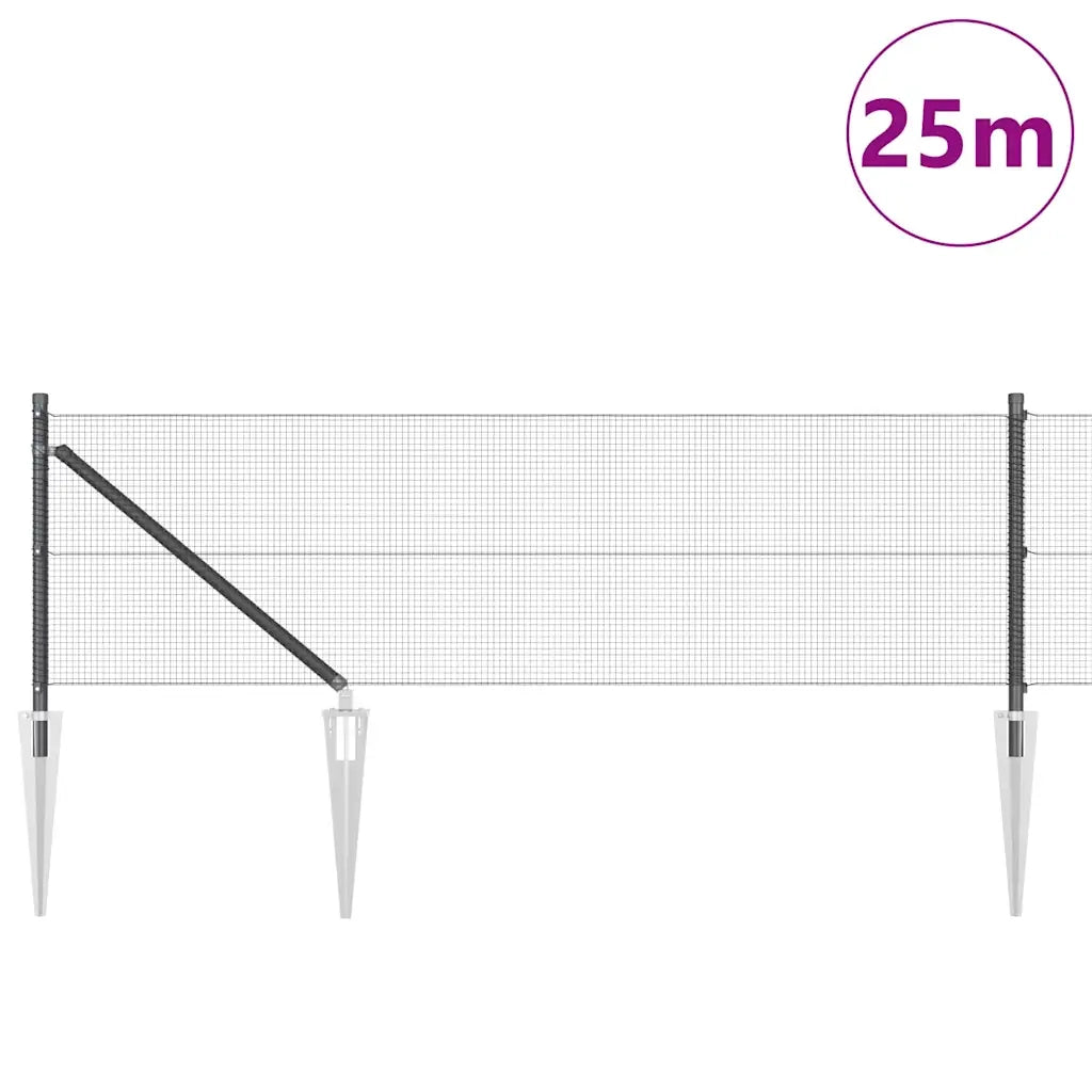 Palo della recinzione Grigio 25 x 0,5 m (rete 12 x 12 mm)