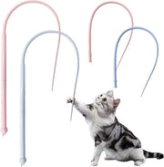 Attrezzo per gatti interattivo a silicone con asta 80 cm - con muistveer - magico giocattolo per gatti da interni con teste intercambiabili