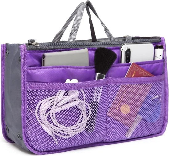 Organizzatore di Borsa per Donne Insert per Viaggio Tasca Cosmetica con Pochette Tidy Pouch Portafoglio con Borse Multi, Nuovo Blu Scuro