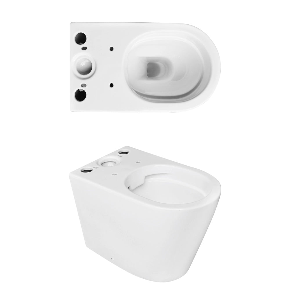 Set sanitari in ceramica bianco filomuro monoblocco rimless con copriwc Kyoto