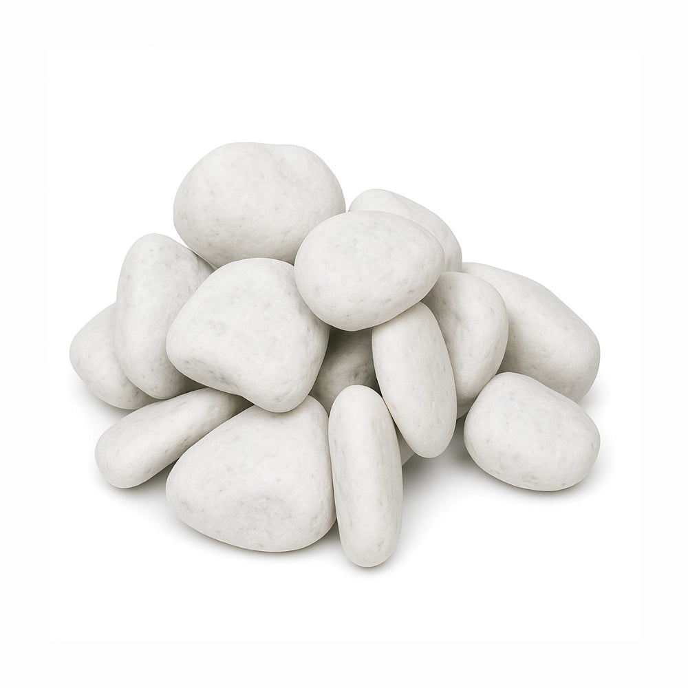Ciottoli bianco carrara eleganza per esterni *** misura 25/40, formato 25 kg, confezione 1