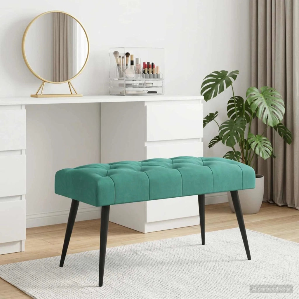 Panchina con bottoni imbottiti Turchese 80 x 40 x 46 cm Velluto 42038567