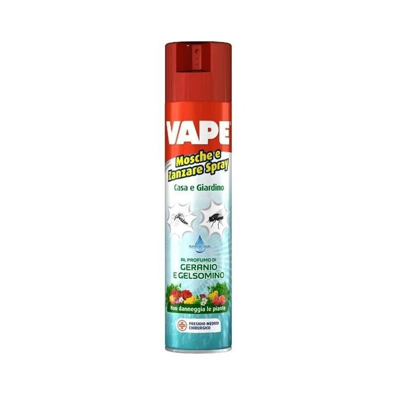 VAPE INSETTICIDA MOSCHE E ZANZARE IN SPRAY PROFUMO GERANIO E GELSOMINO 400 ML