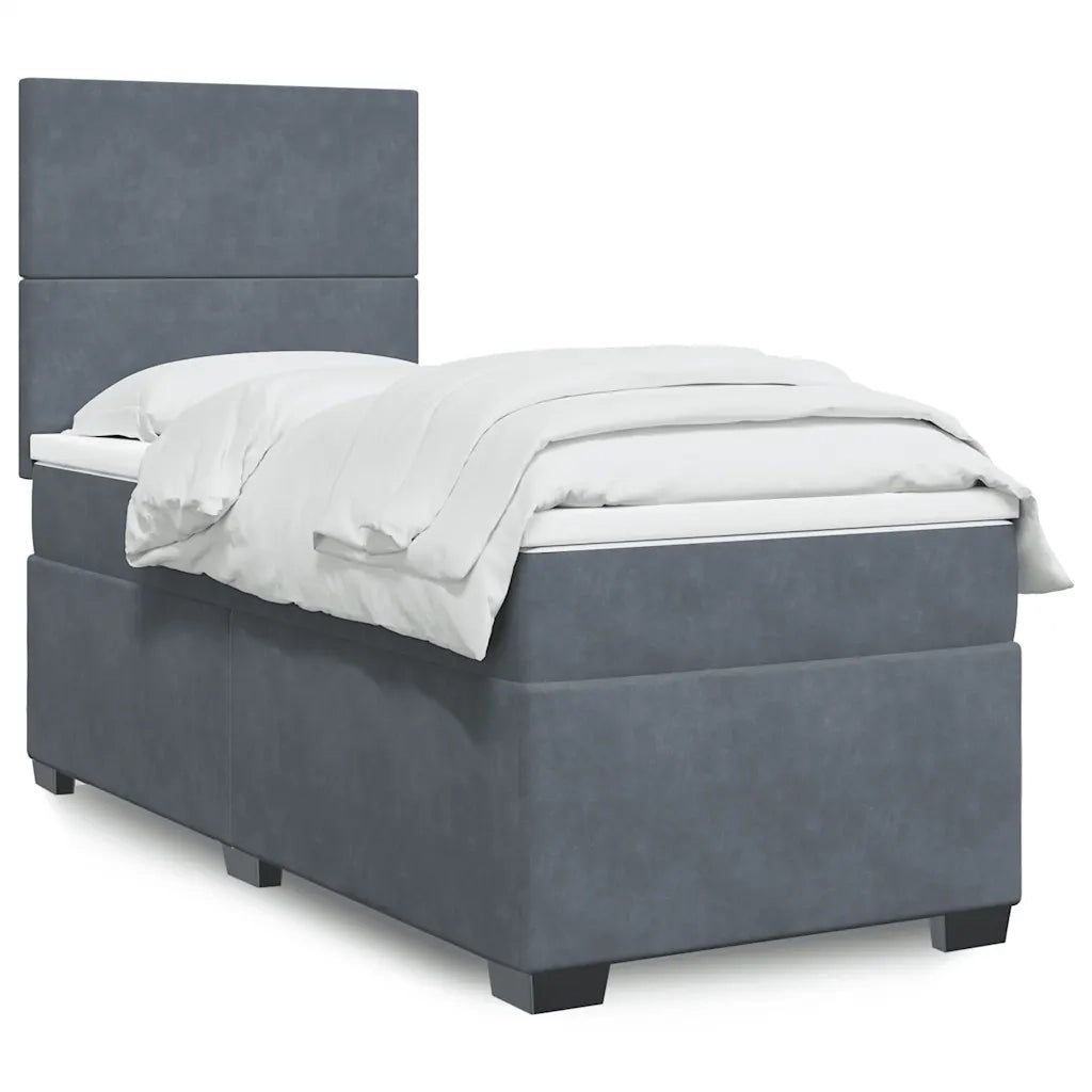 Giroletto a Molle con Materasso Grigio Scuro 90x190 cm Velluto 3293081