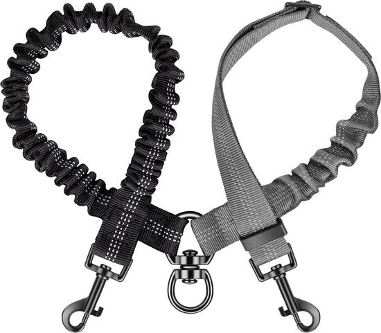 Doppia cinghia per cani, senza clip, linea condivisa per la passeggiata di 2 cani, regolabile, riflettente, cintura di sicurezza assorbente urti