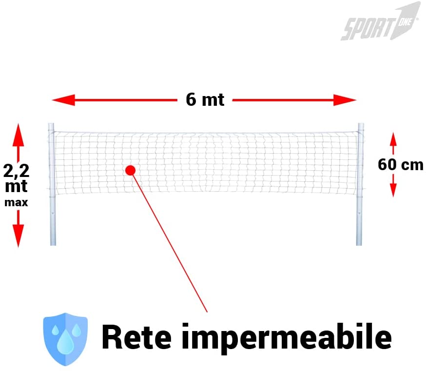 Rete da pallavolo per Giardino Professionale con Pali Alta Altezza Massima 220cm Portatile per Bambini e Adulti