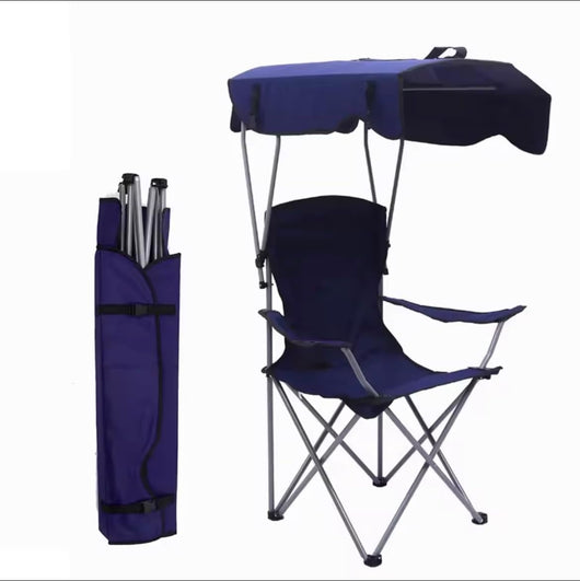 Sedia Pieghevole da Campeggio Leggera con Tetto, 2 Portabicchieri e Borsa per il Trasporto, per Patio, Spiaggia, Campeggio, 91x67x137cm (Viola)