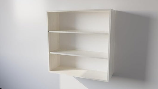 Pensile Cucina  in Legno Nobilitato Larice Bianco, Mobile Alto con 2 Ante, Pensile Componibile Moderno Made in Italy (H90XL90XP33cm)