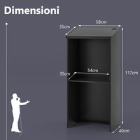 Leggio per Oratori, Podio per Conferenza con Ripiani e Fori per Cavi, Leggio da Pulpito in Legno per Aula, Ufficio, Ristorante e Seminario, Nero