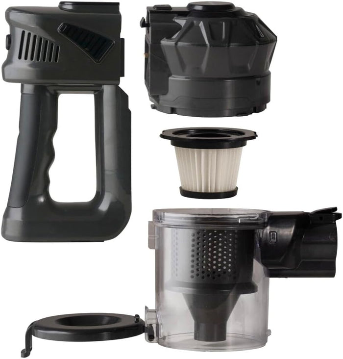 Innoliving INN-662 Aspirapolvere Senza Filo e Sacco, 10Kpa, 2200mAh, 0.5L, 50 Min, LED, Tubo Flessibile in Metallo, Grigio