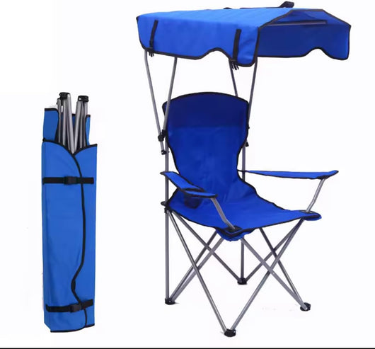 Sedia Pieghevole da Campeggio Leggera con Tetto, 2 Portabicchieri e Borsa per il Trasporto, per Patio, Spiaggia, Campeggio, 91x67x137cm, 2 Colori (Rosso)