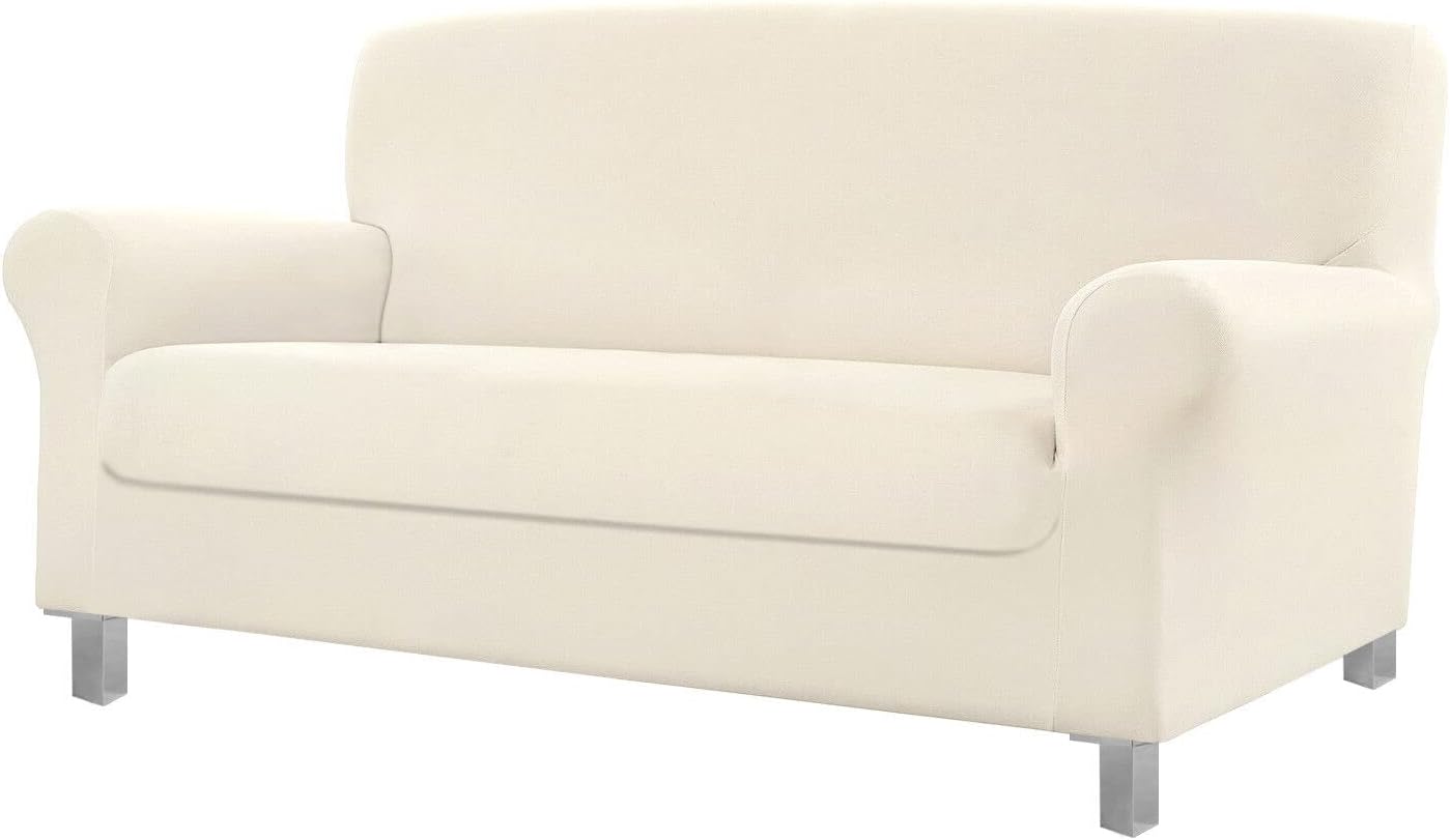 Copridivano Antimacchia 4 Posti Impermeabile Elasticizzato Fodera Salva Divano Panna