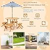 Tavolo da Picnic per Bambini, Set di Tavolo e Panca in Legno con 4 Sedie, Ombrellone Pieghevole e Regolabile in Altezza, per Patio, Giardino e Cortile, per Bambini 3+ Anni (Naturale)