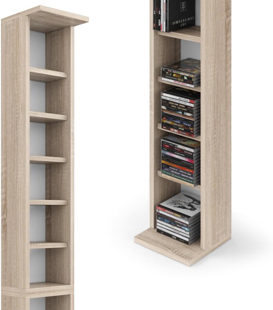 Vicco Scaffale porta cd, Sonoma, 21 x 183.6 cm Set di 2