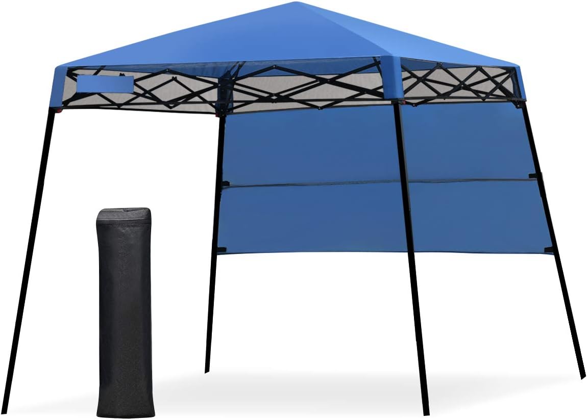 Gazebo Pieghevole da Giardino 210 x 210CM, Struttura in Acciaio, Altezza Regolabile, Gazebo da Esterno con Borsa, Ideale per Feste, Barbecue, Giardino e Spiaggia (blu)