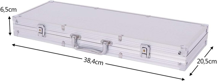 Poker Chips, Set da Poker con 300 Chips, Incluse 2 Carte da Poker 5 Dadi 1 Pulsante, Valigetta in Alluminio, Due Colori Disponibili (argento)