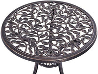 Tavolo da Giardino con Sedie in Fusione di Alluminio, Mobili da Esterno con 1 Tavolino Rotondo e 2 Sedie, Ideale per Balcone, Piscina, Cortile e Giardino