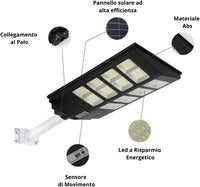 Lampione LED Esterno con Pannello Solare 1000W 6500K Bianco Freddo