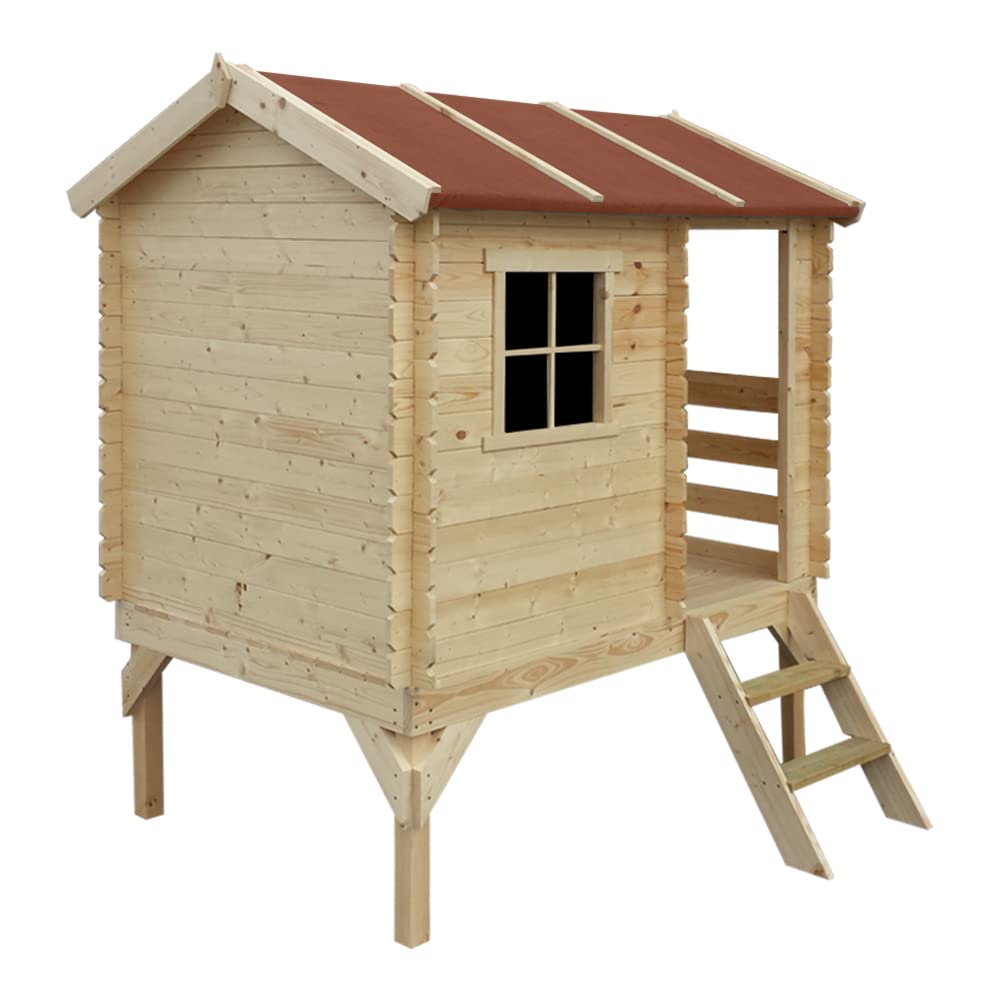 Casetta per bambini in legno con scivolo - L182xL146xA205cm/ 1.1m2 - Timbela M501C