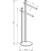 Piantana porta asciugamani bagno 2 bracci in bamboo 22x31xh.81 cm acciaio nero