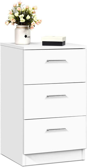 Cassettiera a Tre Cassetti in stile Moderno e Design Lineare Disponibile in colore Bianco o Nero in Legno Truciolato, Adatto per tutti gli ambienti 66 x 38 x 35 cm (Bianco)