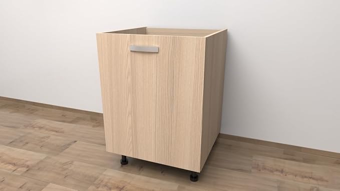 Mobile Base 60 Compreso Di Anta, H 72 Cm L 60 Cm P 55,5 Cm, Spedizione In Kit Rovere