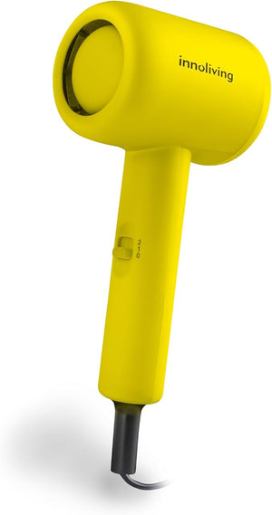 Innoliving Asciugacapelli Mini INN-612 Giallo, Compatto e Pieghevole, 1200W, Doppia Velocità,Disponibile in Vari Colori, Design Portatile per Viaggi e Palestra