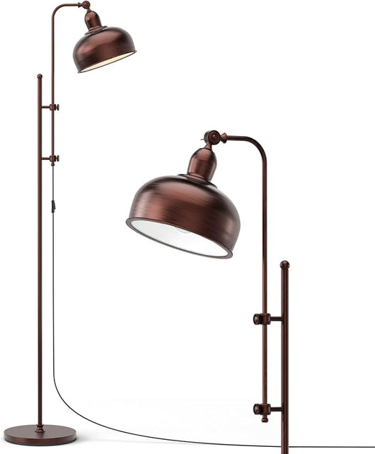 Lampada da Terra, Lampada a Stelo con Altezza e Paralume Regolabili, Finitura in Bronzo e Struttura in Metallo, Ideale per Soggiorno, Camera da Letto e Ufficio
