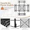Set Tavolo da Picnic Quadrato con Panche per 8 Persone, Tavolo da Picnic con 4 Panche e Foro per Ombrellone, con Telaio in Metallo, Ogni Panca Portata 225 kg, per Giardino, Cortile (Bianco)