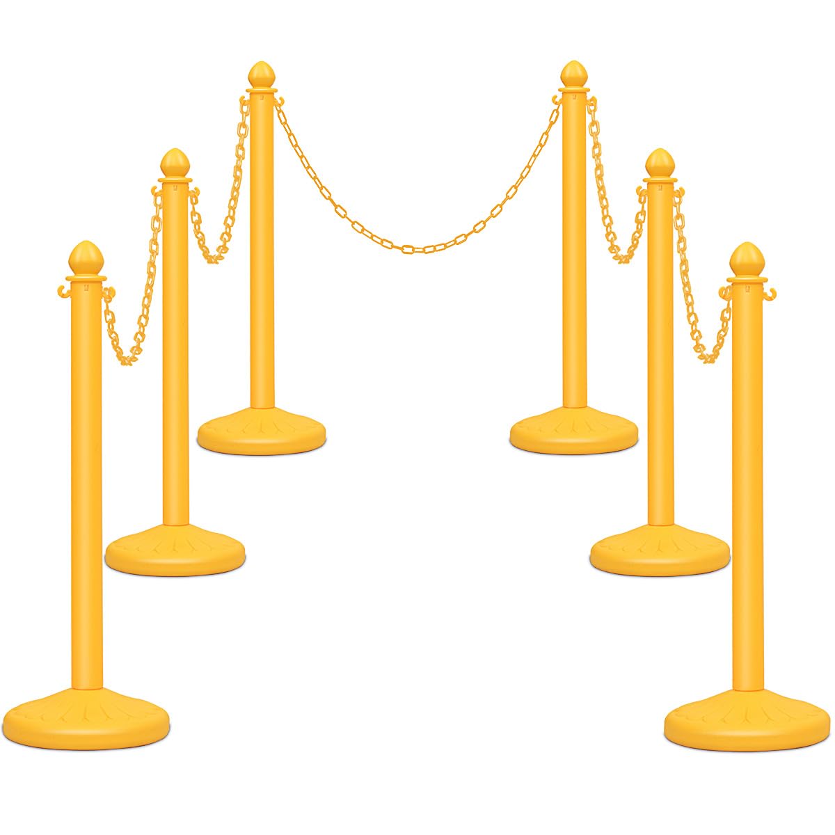 Set di 6 Transenne Delimita Corsie Transenne Separacode, Paletti di Delimitazione Eliminacode, Base Antiscivolo, in Plastica, Divisore di Sicurezza per Interno ed Esterno (Giallo)