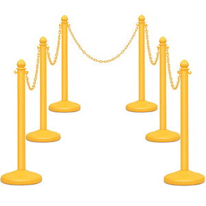 Set di 6 Transenne Delimita Corsie Transenne Separacode, Paletti di Delimitazione Eliminacode, Base Antiscivolo, in Plastica, Divisore di Sicurezza per Interno ed Esterno (Giallo)