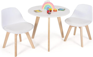 Set Tavolo e Sedie Bambini 3 Pezzi, Tavolino Rotondo per Bambini con 2 Sedie Imbottite, Mobili Cameretta per Bambini da 3 a 8 Anni