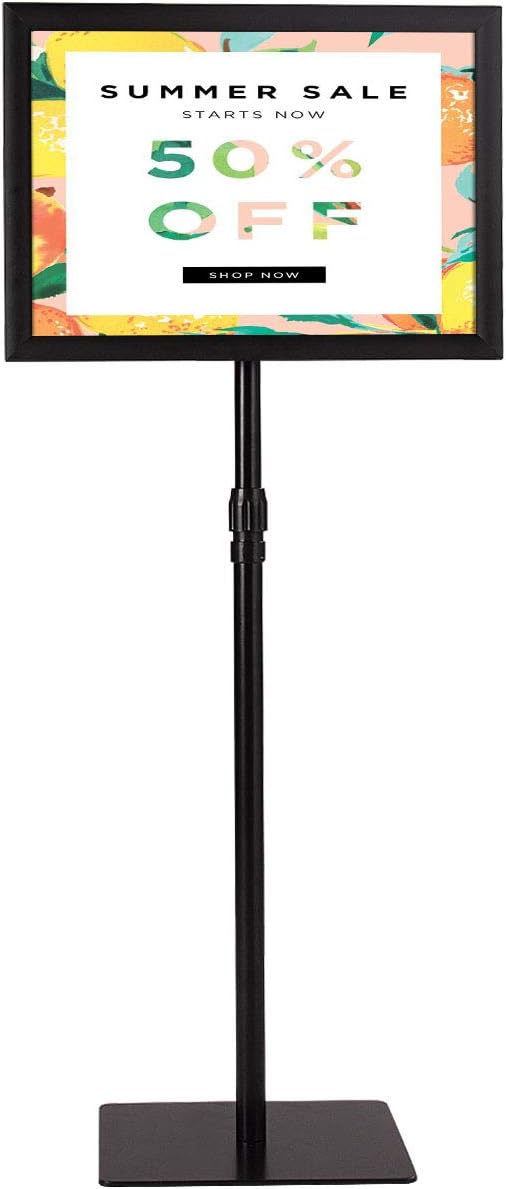 Espositore A3 ad Angolo Retto, Supporto per Informazioni con Struttura in Alluminio, Il Porta Poster Regolabile in 73,5-120 cm Altezza, Nero/Argento (A3 Nero)